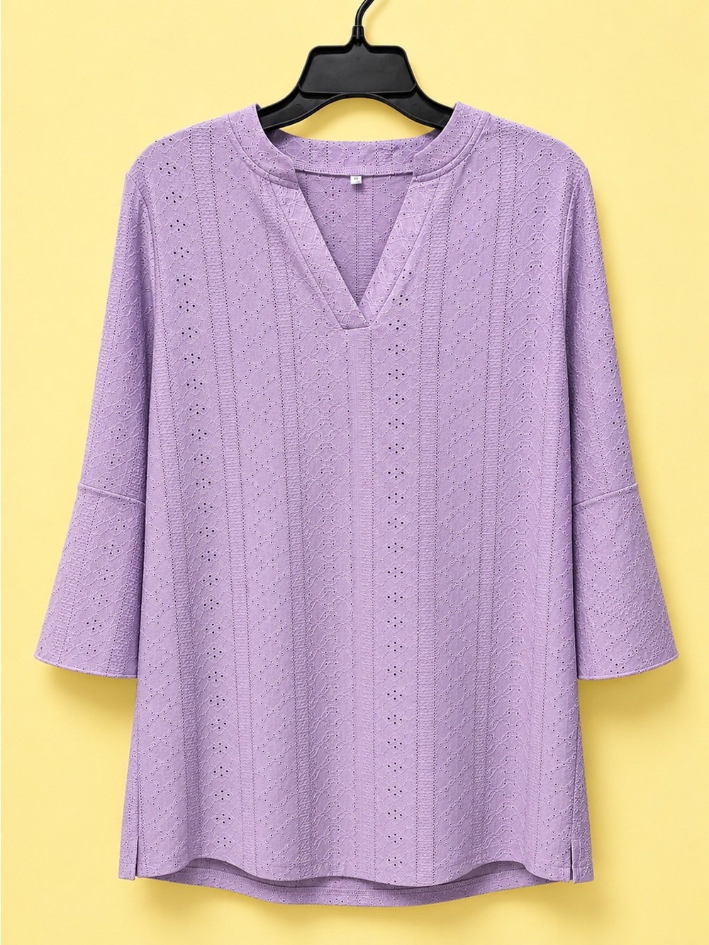 Lilac Eyelet V-Neck Women's Top